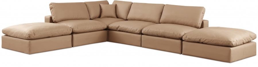 Comfy Faux Leather Sectional Natural from Meridian - Luna Furniture