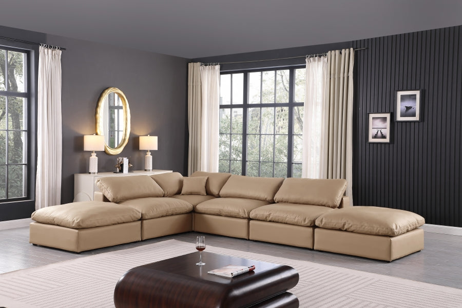 Comfy Faux Leather Sectional Natural from Meridian - Luna Furniture