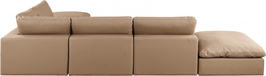 Comfy Faux Leather Sectional Natural from Meridian - Luna Furniture