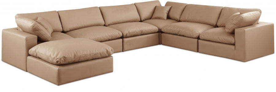 Comfy Faux Leather Sectional Natural from Meridian - Luna Furniture