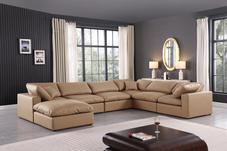 Comfy Faux Leather Sectional Natural from Meridian - Luna Furniture