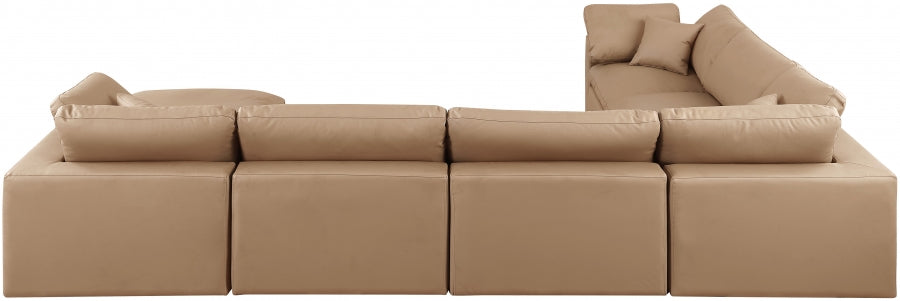 Comfy Faux Leather Sectional Natural from Meridian - Luna Furniture