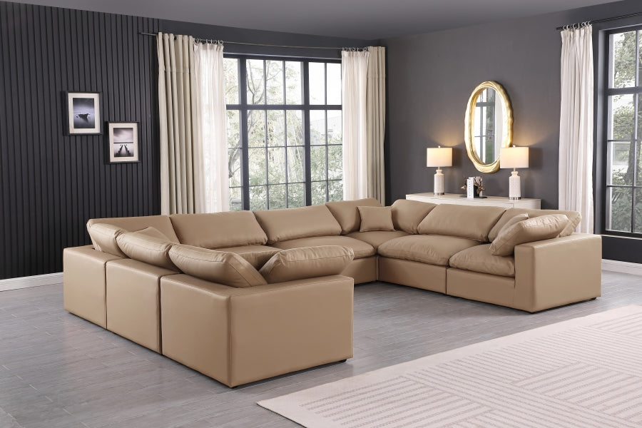 Comfy Faux Leather Sectional Natural from Meridian - Luna Furniture