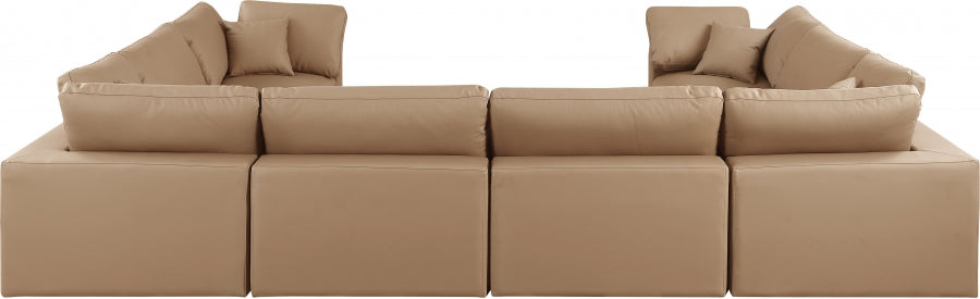 Comfy Faux Leather Sectional Natural from Meridian - Luna Furniture