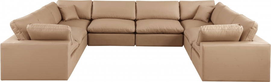 Comfy Faux Leather Sectional Natural from Meridian - Luna Furniture