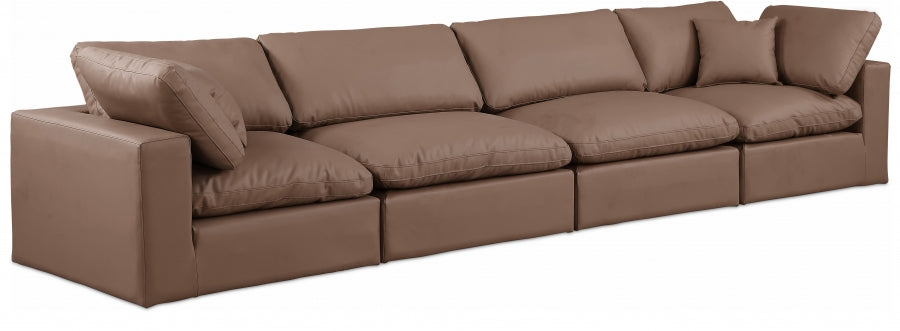 Comfy Faux Leather Sofa Brown from Meridian - Luna Furniture