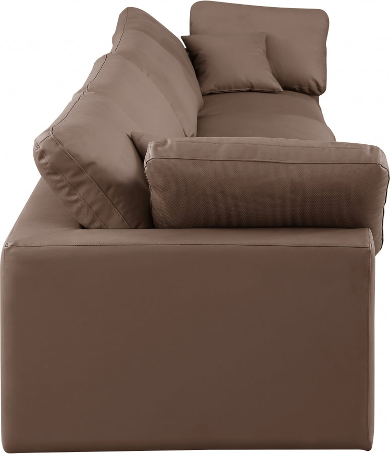 Comfy Faux Leather Sofa Brown from Meridian - Luna Furniture