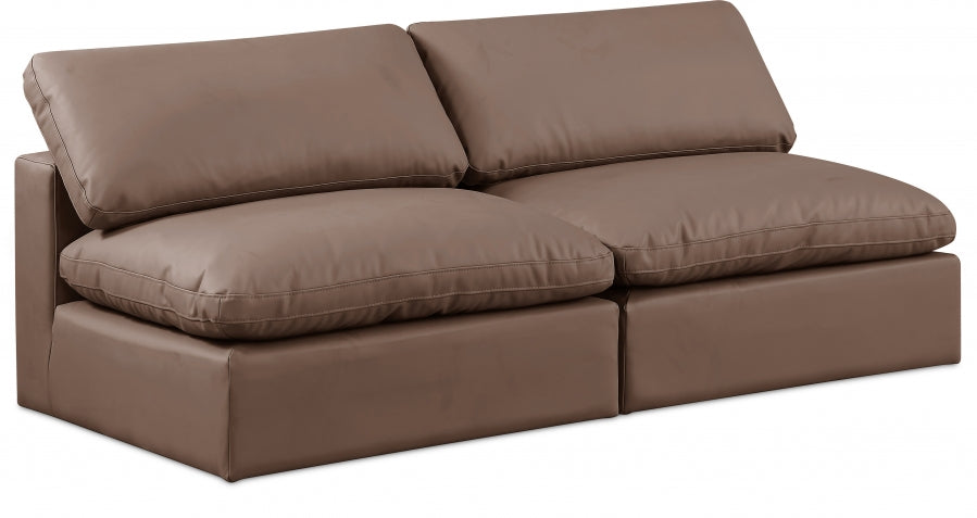 Comfy Faux Leather Sofa Brown from Meridian - Luna Furniture