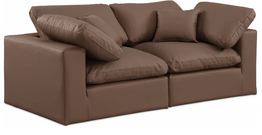 Comfy Faux Leather Sofa Brown from Meridian - Luna Furniture