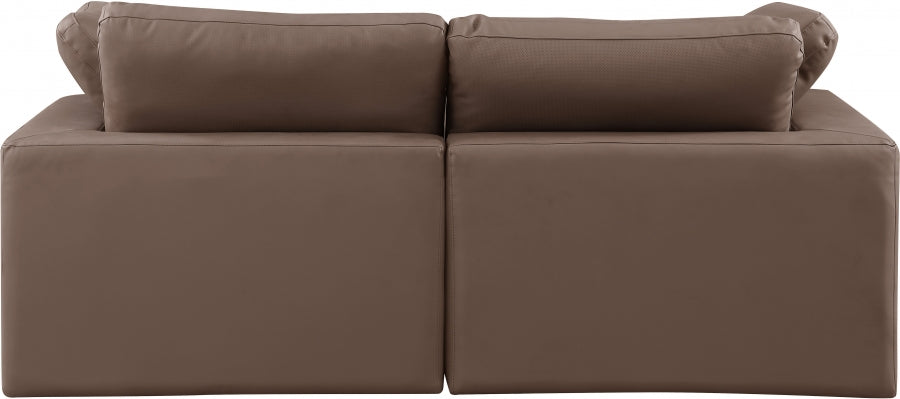 Comfy Faux Leather Sofa Brown from Meridian - Luna Furniture