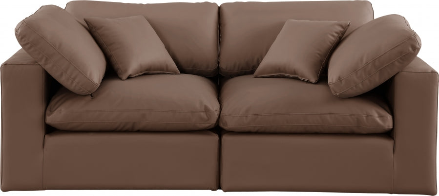 Comfy Faux Leather Sofa Brown from Meridian - Luna Furniture