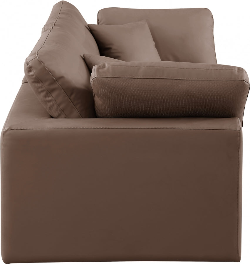 Comfy Faux Leather Sofa Brown from Meridian - Luna Furniture