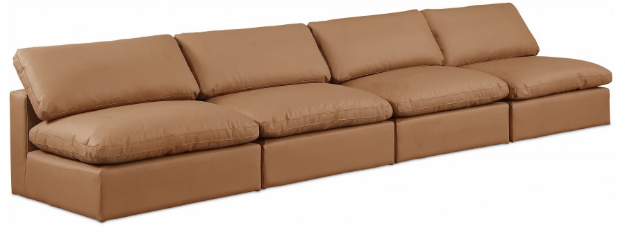 Comfy Faux Leather Sofa Cognac from Meridian - Luna Furniture