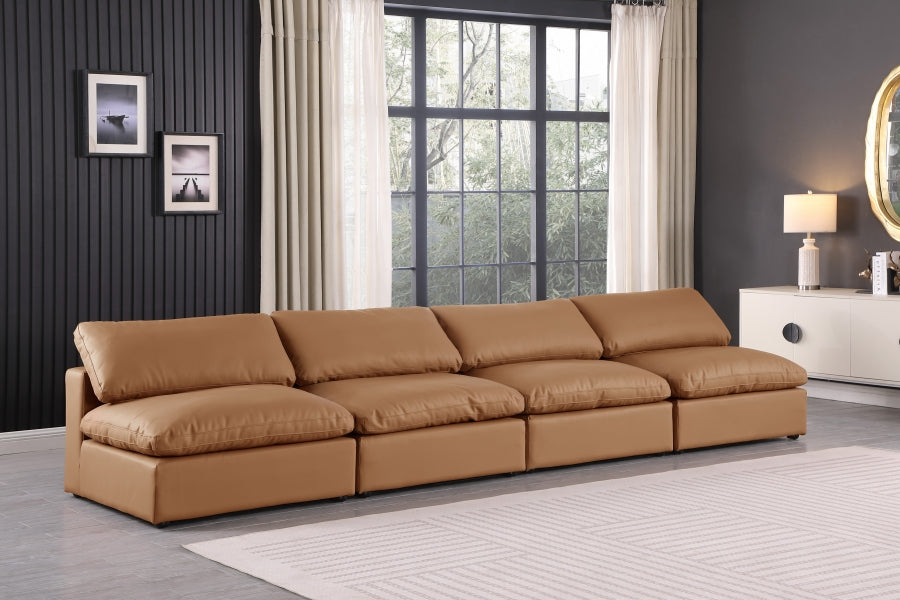 Comfy Faux Leather Sofa Cognac from Meridian - Luna Furniture