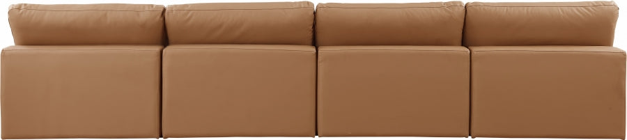 Comfy Faux Leather Sofa Cognac from Meridian - Luna Furniture