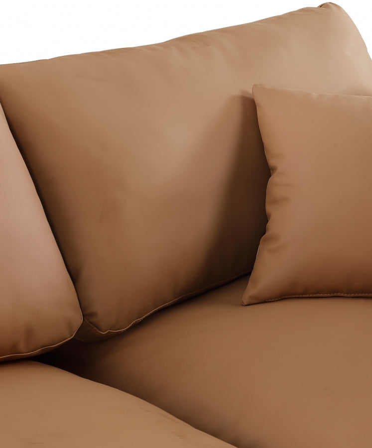 Comfy Faux Leather Sofa Cognac from Meridian - Luna Furniture