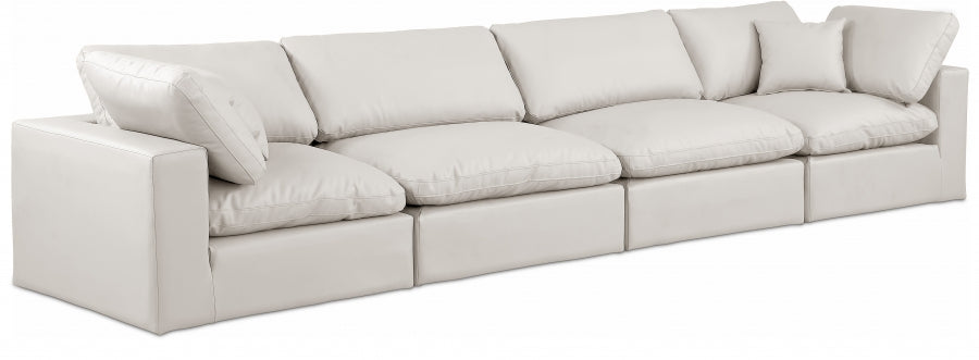 Comfy Faux Leather Sofa Cream from Meridian - Luna Furniture