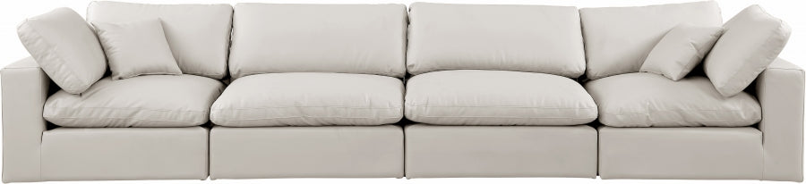 Comfy Faux Leather Sofa Cream from Meridian - Luna Furniture