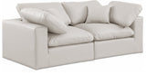 Comfy Faux Leather Sofa Cream from Meridian - Luna Furniture