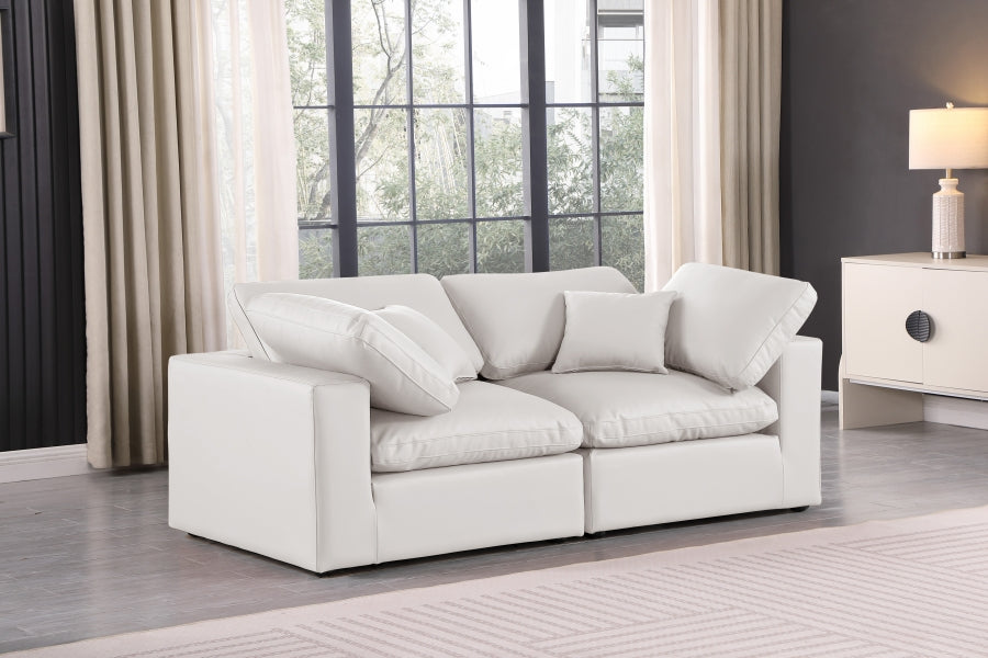 Comfy Faux Leather Sofa Cream from Meridian - Luna Furniture