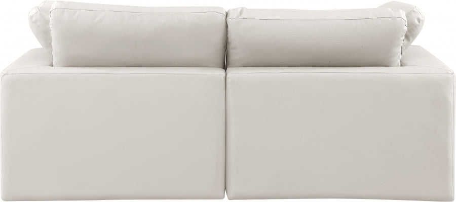 Comfy Faux Leather Sofa Cream from Meridian - Luna Furniture