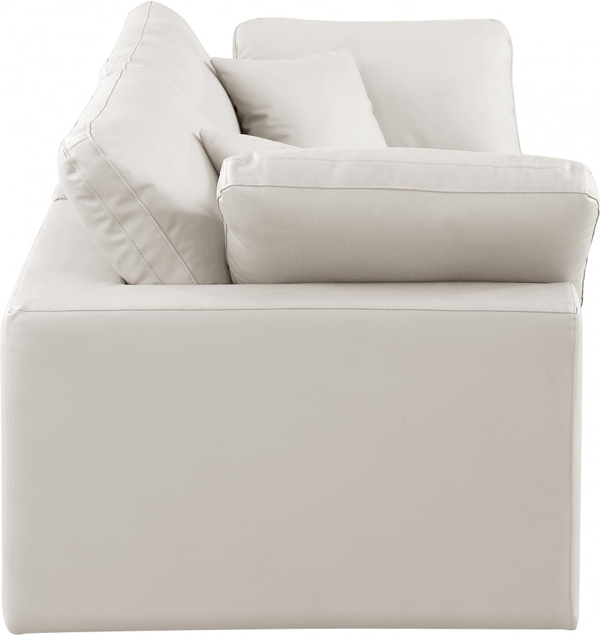 Comfy Faux Leather Sofa Cream from Meridian - Luna Furniture