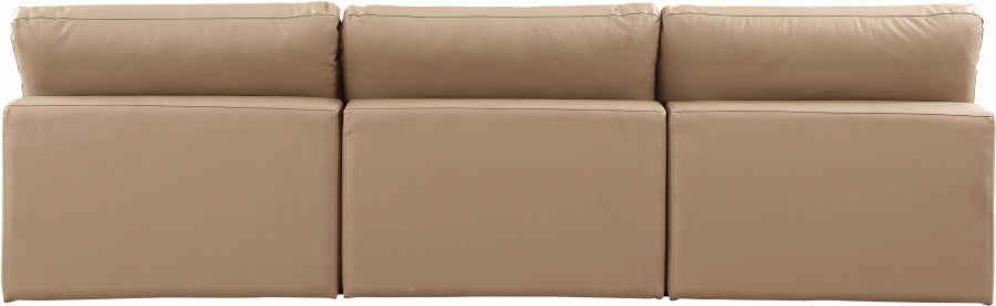 Comfy Faux Leather Sofa Natural from Meridian - Luna Furniture