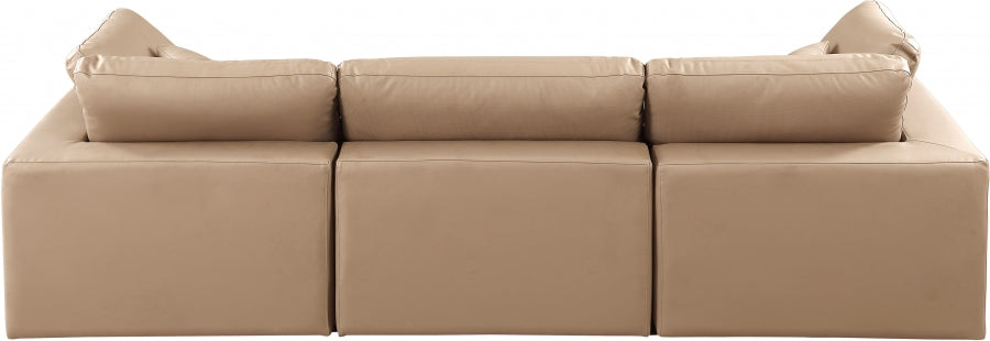 Comfy Faux Leather Sofa Natural from Meridian - Luna Furniture