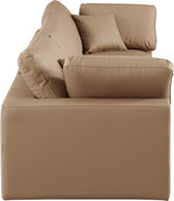 Comfy Faux Leather Sofa Natural from Meridian - Luna Furniture