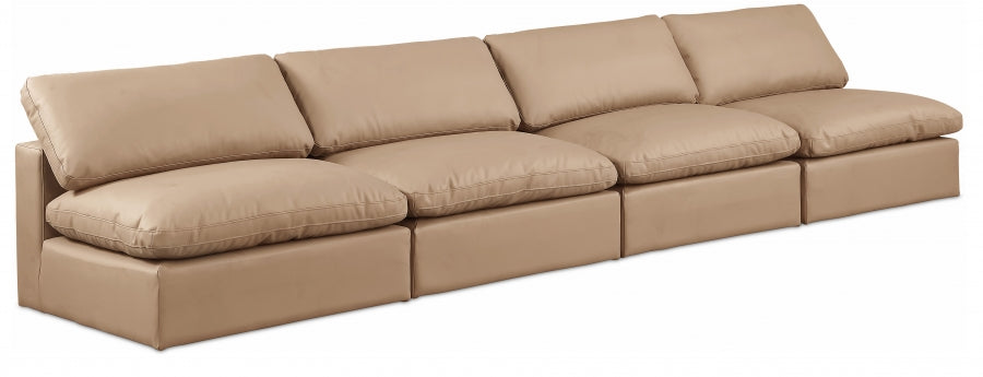 Comfy Faux Leather Sofa Natural from Meridian - Luna Furniture