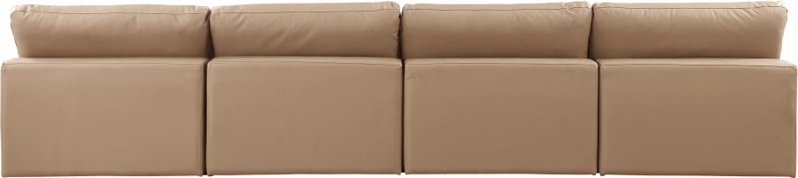 Comfy Faux Leather Sofa Natural from Meridian - Luna Furniture