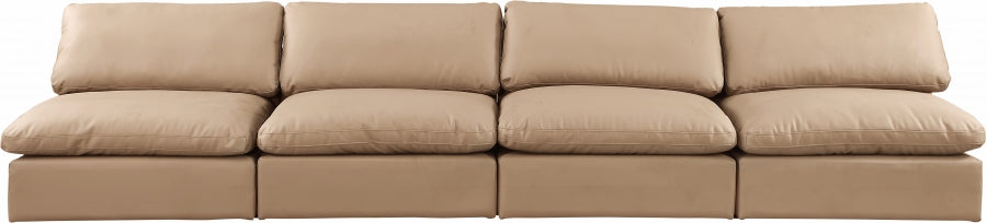 Comfy Faux Leather Sofa Natural from Meridian - Luna Furniture