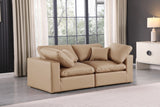 Comfy Faux Leather Sofa Natural from Meridian - Luna Furniture