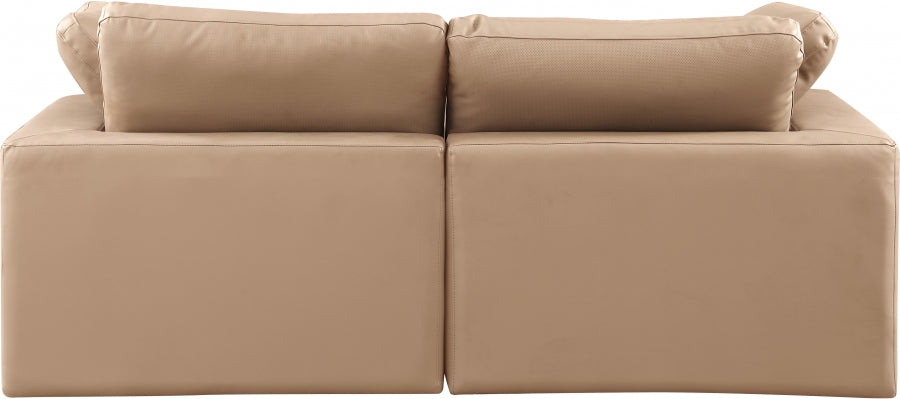 Comfy Faux Leather Sofa Natural from Meridian - Luna Furniture