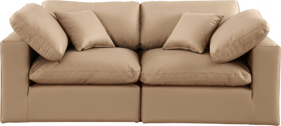 Comfy Faux Leather Sofa Natural from Meridian - Luna Furniture