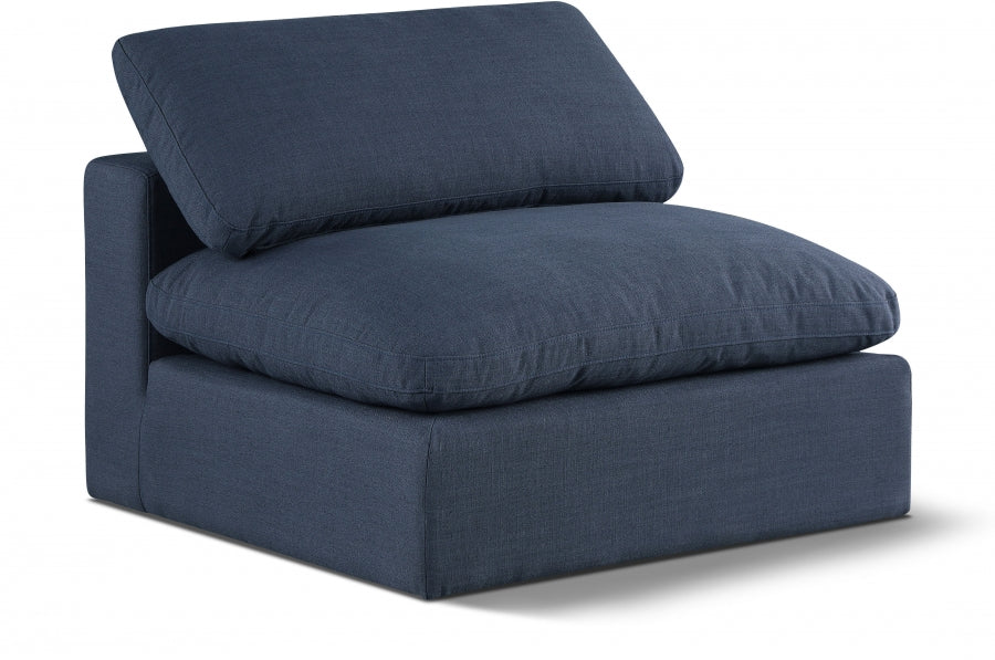 Comfy Linen Textured Fabric Armless Chair Blue from Meridian - Luna Furniture