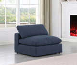 Comfy Linen Textured Fabric Armless Chair Blue from Meridian - Luna Furniture