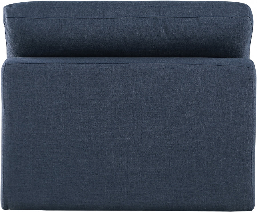 Comfy Linen Textured Fabric Armless Chair Blue from Meridian - Luna Furniture