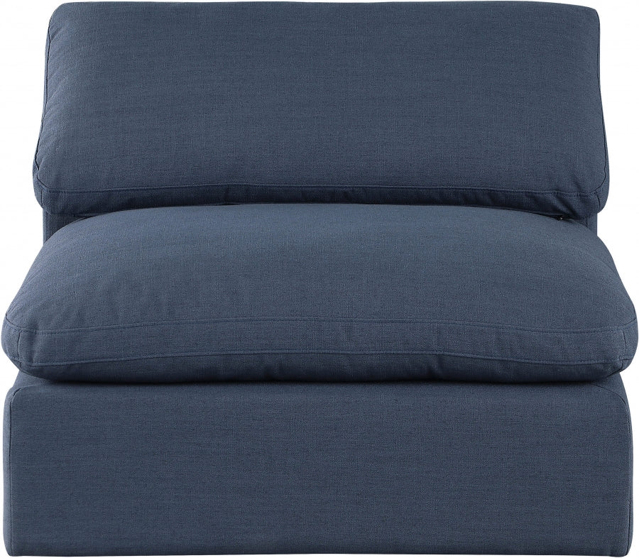 Comfy Linen Textured Fabric Armless Chair Blue from Meridian - Luna Furniture