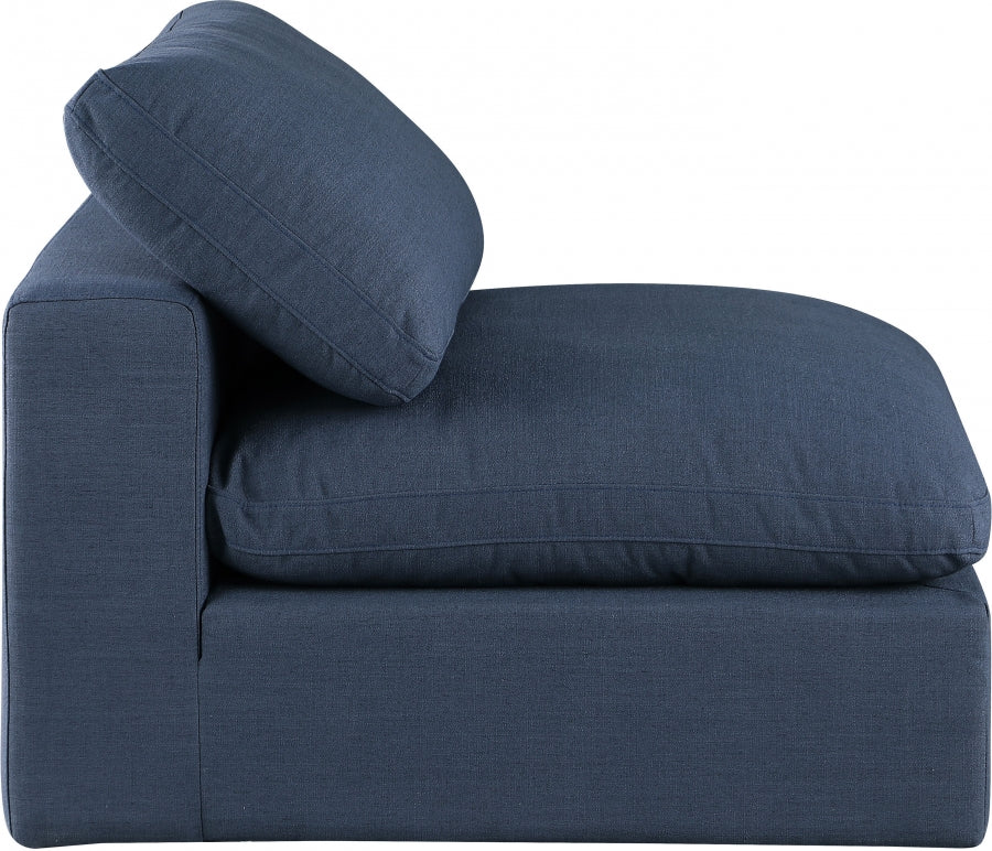 Comfy Linen Textured Fabric Armless Chair Blue from Meridian - Luna Furniture