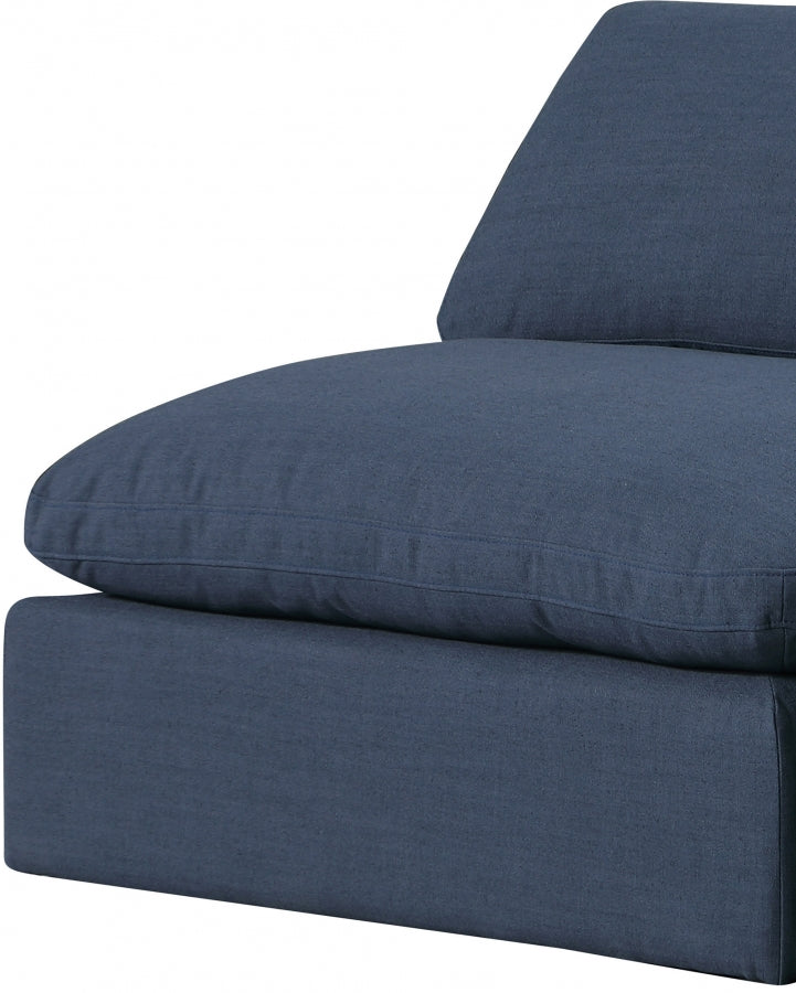 Comfy Linen Textured Fabric Armless Chair Blue from Meridian - Luna Furniture