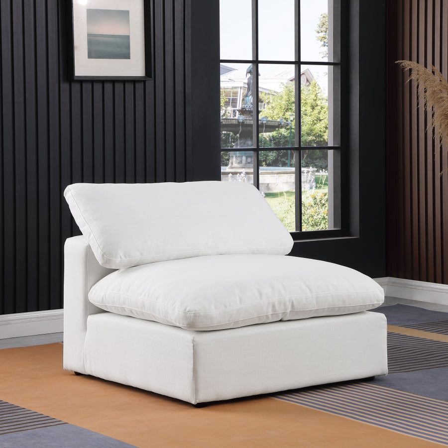 Comfy Linen Textured Fabric Armless Chair White from Meridian - Luna Furniture