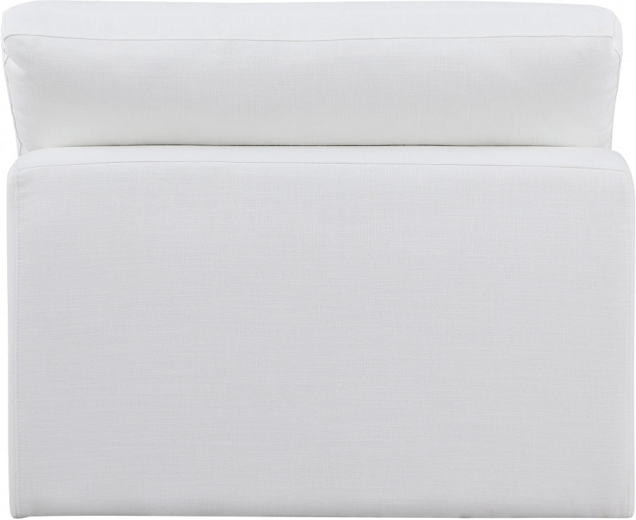 Comfy Linen Textured Fabric Armless Chair White from Meridian - Luna Furniture