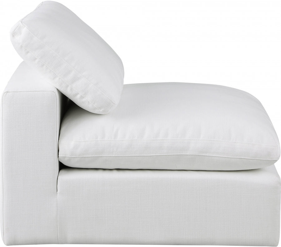 Comfy Linen Textured Fabric Armless Chair White from Meridian - Luna Furniture