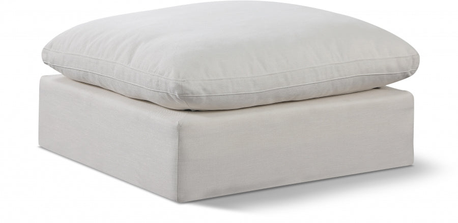 Comfy Linen Textured Fabric Ottoman Cream from Meridian - Luna Furniture