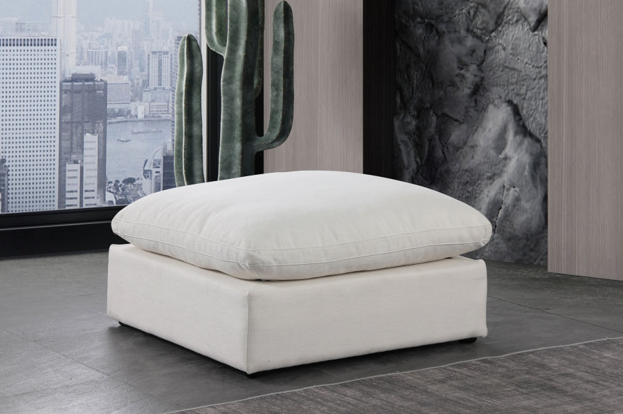 Comfy Linen Textured Fabric Ottoman Cream from Meridian - Luna Furniture