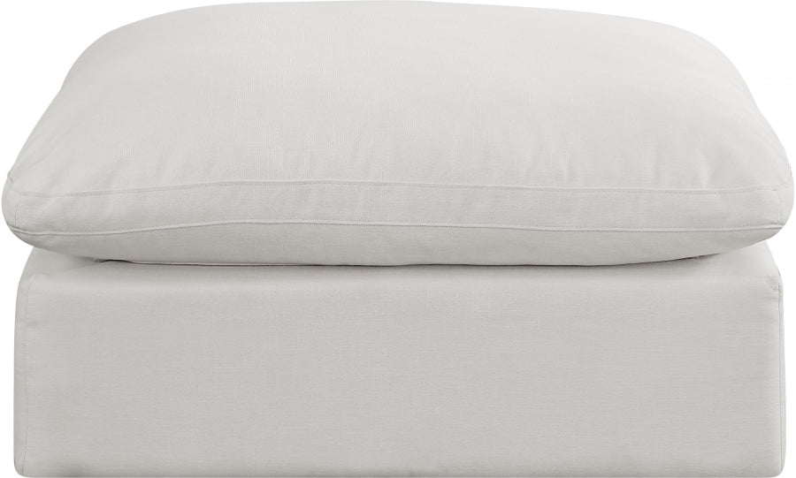 Comfy Linen Textured Fabric Ottoman Cream from Meridian - Luna Furniture