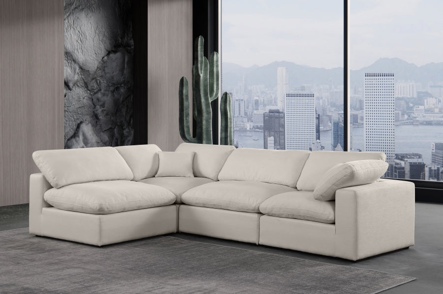 Comfy Linen Textured Fabric Sectional Beige from Meridian - Luna Furniture