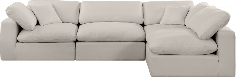 Comfy Linen Textured Fabric Sectional Beige from Meridian - Luna Furniture