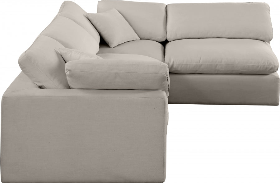 Comfy Linen Textured Fabric Sectional Beige from Meridian - Luna Furniture